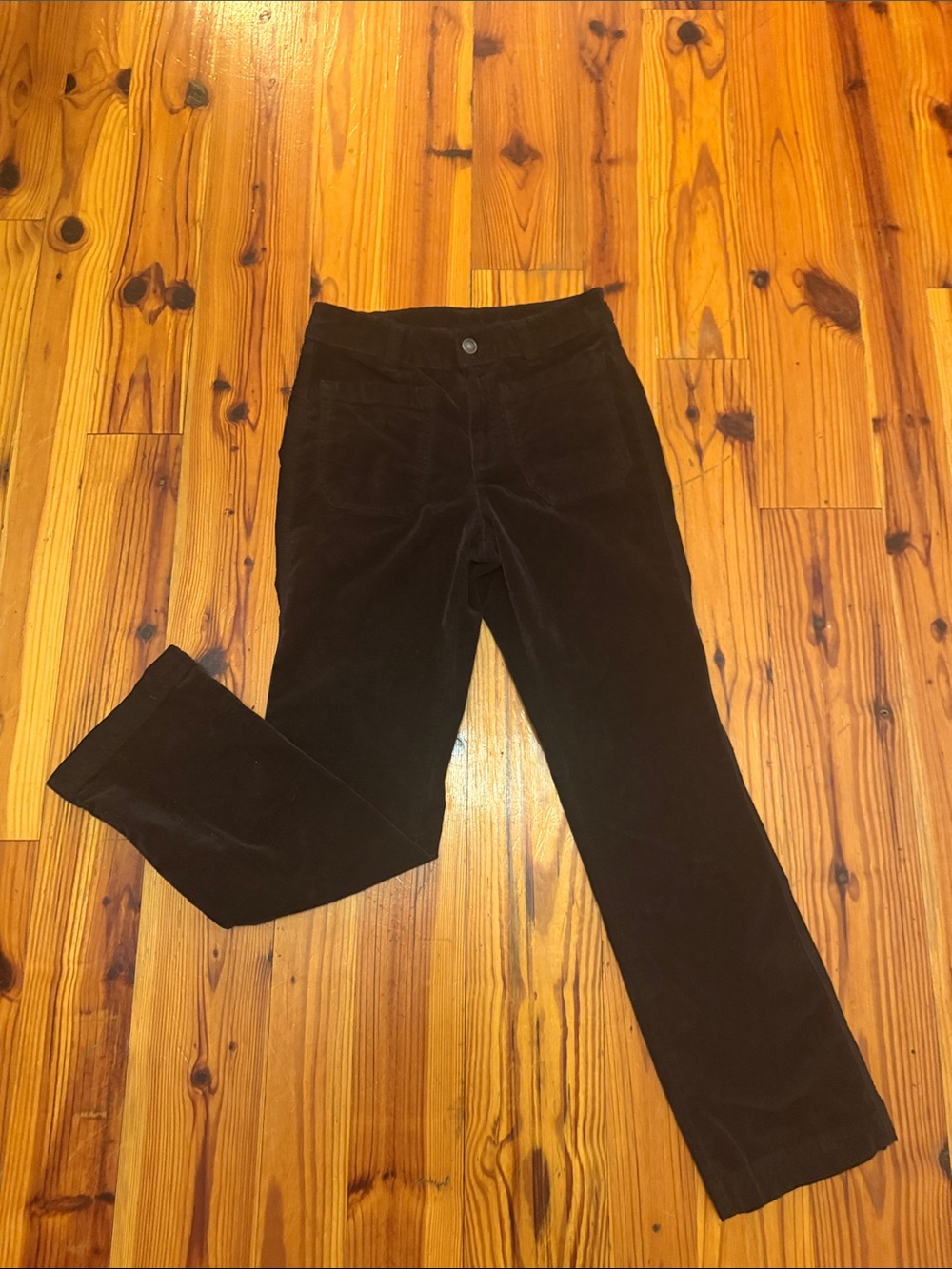 Free People Dark Brown Corduroy Straight-Leg Jeans